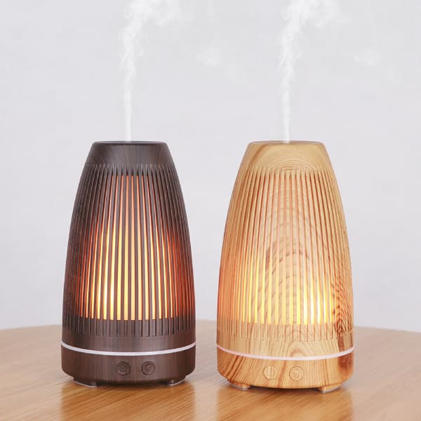 Elektrisk æterisk oliediffuser, ultralyds luftfugter, aromaterapi diffuser med 7 farvede LED-lys til hjemmet, yoga, kontor, spa, soveværelse - træ