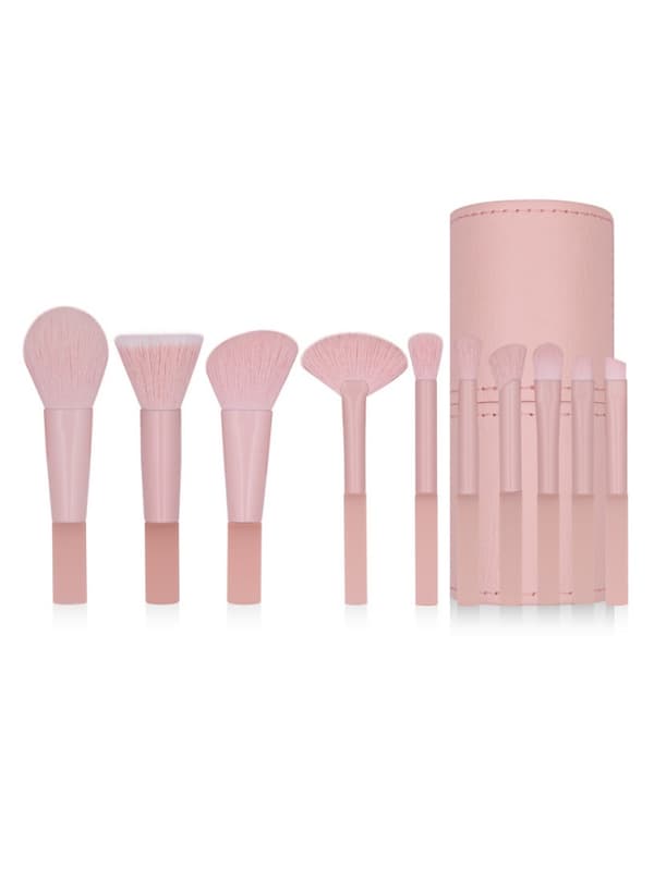 10 supermjuka matta mini sminkborstar set rosa