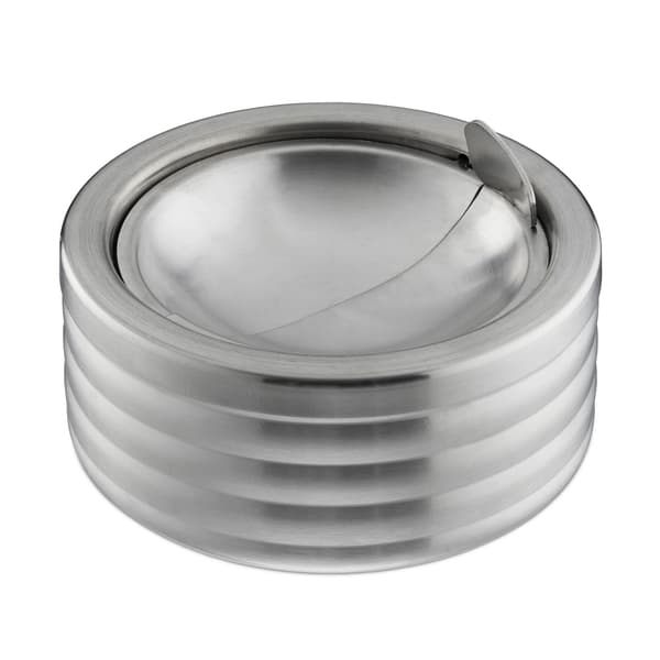 Askkopp med lock, vindtät, rostfritt stål