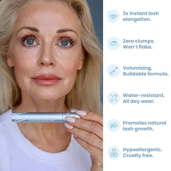 PrimeLash Mascara, designet til modne kvinder – Ny volumen og længde (Sort) 2pc