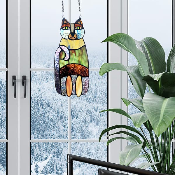 Crazy Cat Glassmaleri Panel, Vindus Solfanger, Vindusdekor