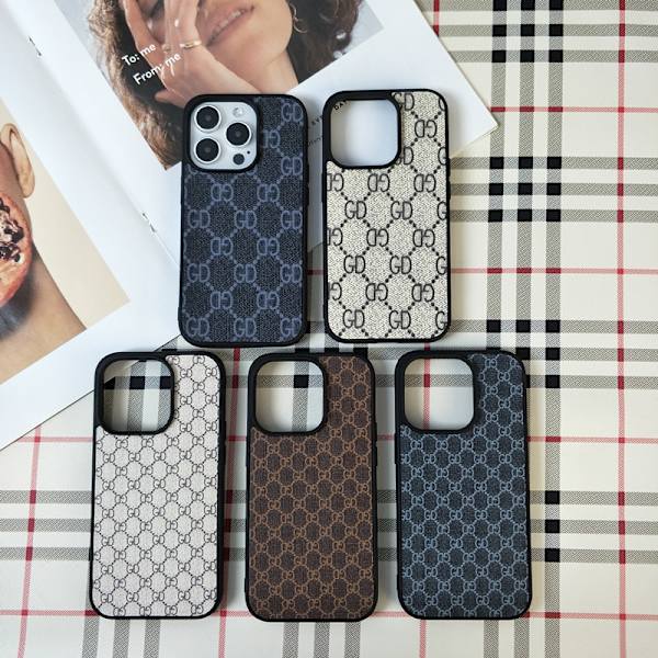 iPhone lyxvarumärke design stöttåligt telefonfodral 15plus