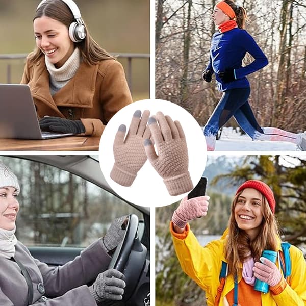 Varma Vinterhandskar Mode Halkfria Varma Vinter Konstgjorda Stickade Handskar Vantar