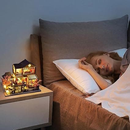 3D Træ Minihus Puslespil, LED Lys Villa Samlemodel Gør-det-selv Håndværksindretning