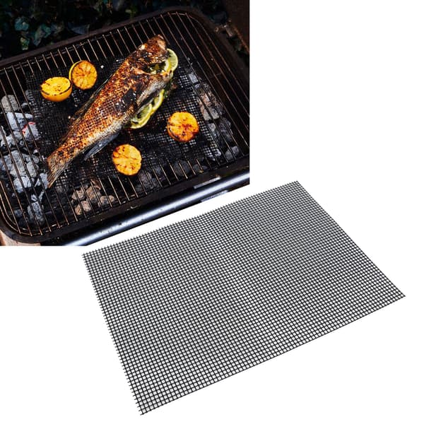 Fødevaregodkendt non-stick gitterark multifunktionel grillristmåtte til udendørs grill (sort 36x42cm)