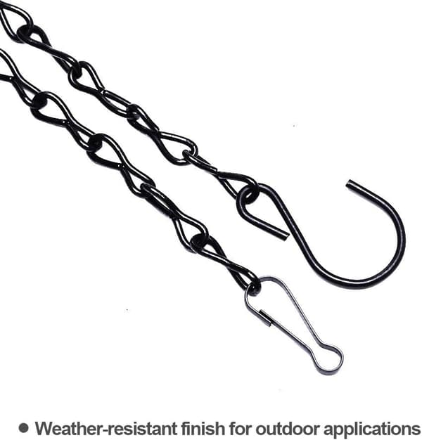 2-pak hængekæde til fuglefoderautomater, plantekasser, lanterner og ornamenter (24,1 cm, sort), sort