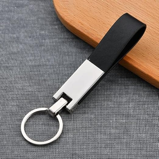 3 stk. nøkkelring i lær med rustfritt stål, minimalistisk nøkkelorganisator