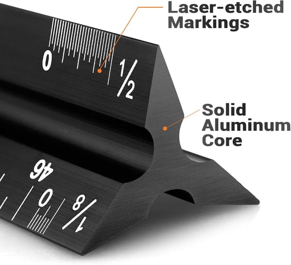 30 cm Aluminium Arkitektmålestok Trekantet Målestok til Studerende, Sort