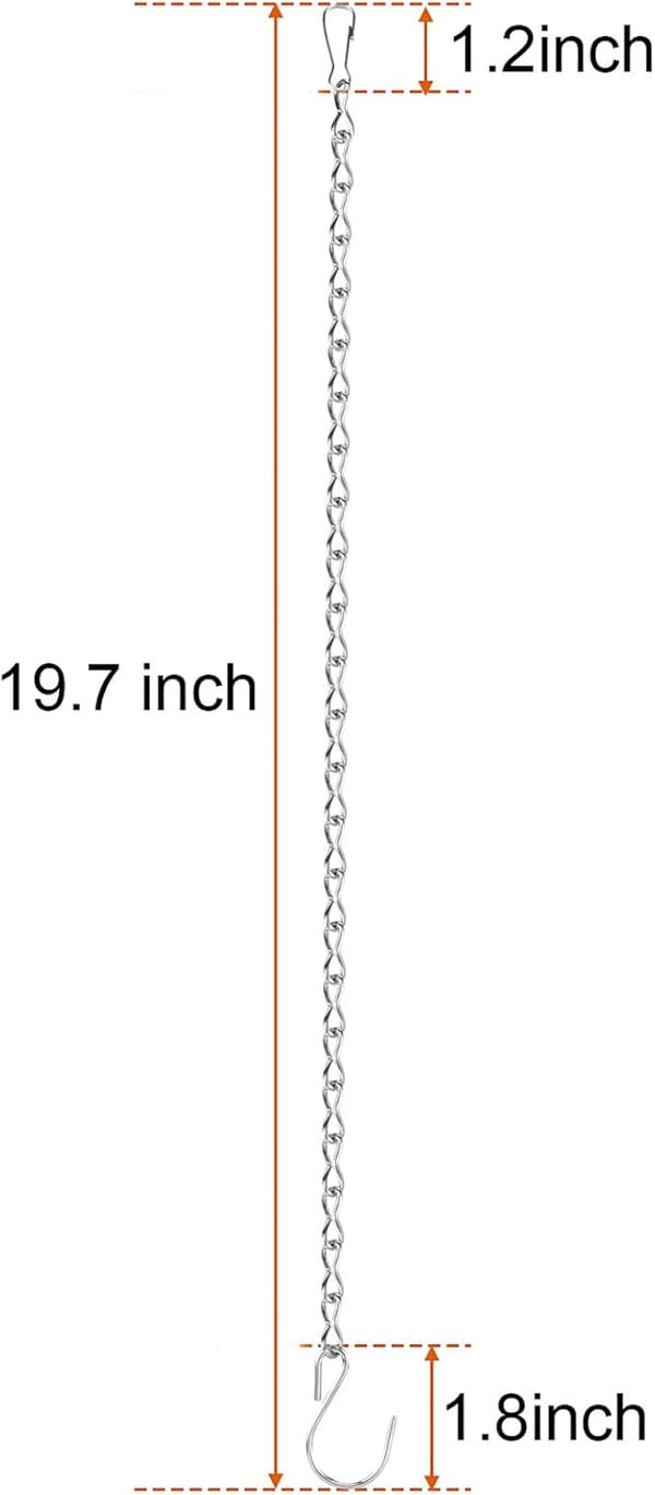 2-pak hængekæde til fuglefoderautomater, plantekasser, lanterner og ornamenter (24,1 cm, sort), sølv