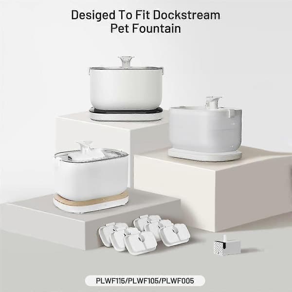 12-pak erstatningsfiltre til Dockstream trådløs vandfontæne Plwf005/plwf115/wf105, dyrefontæne