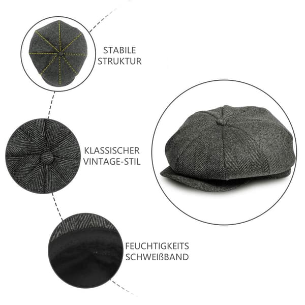 Herre Visir Caps, 8 Panel Flat Caps, Flat Caps