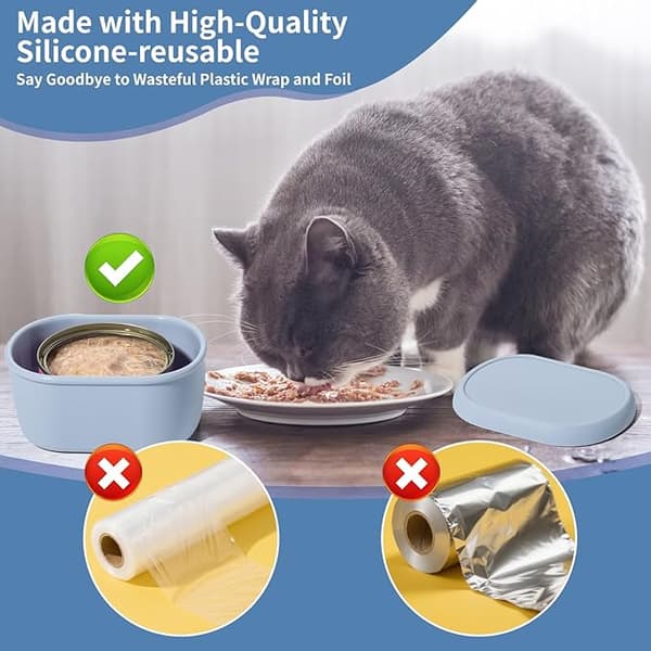Opbevaringsbeholdere til kattefoder (2-pak, 3 oz hver), med låg, velegnet til katte og hunde.