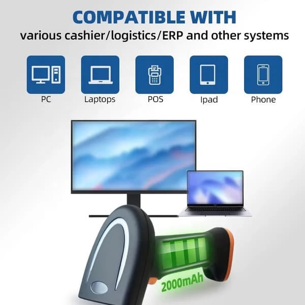 Streckodelæser 1D Laser Bluetooth 2D Streckodelæser Ekspreslogistik Kablet Scanner