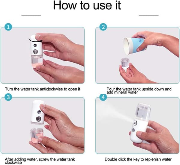 Ansiktsdamper USB Oppladbar Ansiktsfukting Spray