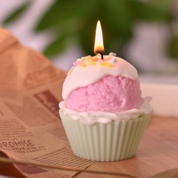 Sommer Cupcake Duftlys, Søt Iskremformet Dekorasjonslys, Gave til Kvinner Jenter Beste Venn, Bursdagsgave