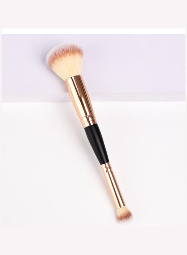 Enkelt dobbelthovedet makeupbørste PVC-materiale guld