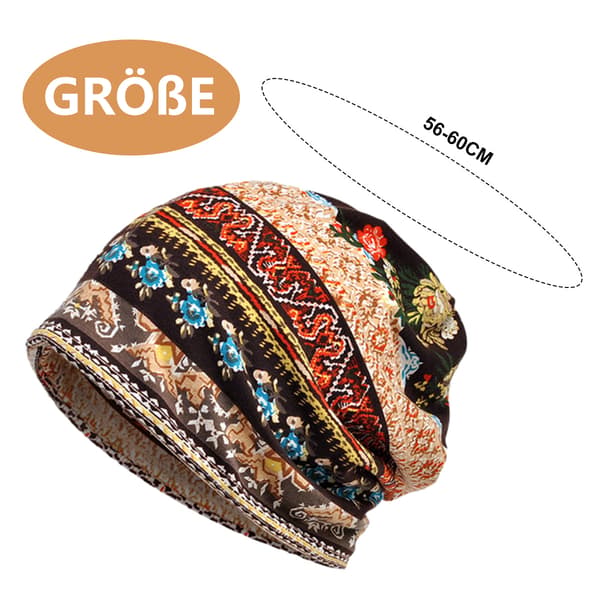 Dame Bomuld Elastisk Slasket Beanie Hue Blomster Hætte Tørklæde