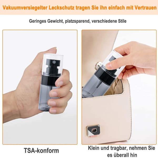 Sprayflaske liten, parfymespray, bærbart reiseflaskesett