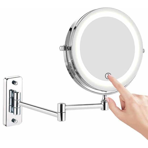 LED-sminkspegel i tum. Dubbelsidig väggspegel