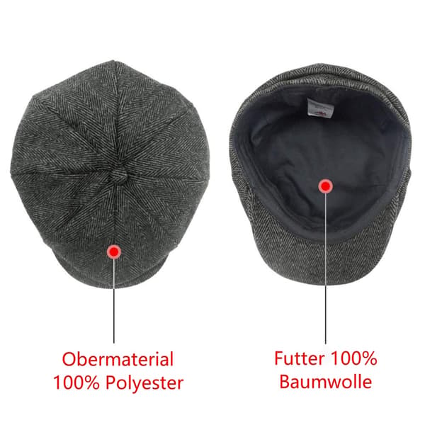 Herre Visir Caps, 8 Panel Flat Caps, Flat Caps
