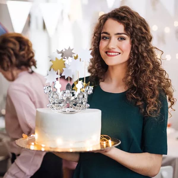 Mini-krone-kagepynt, krone tiara kagedekoration til bryllupsfest
