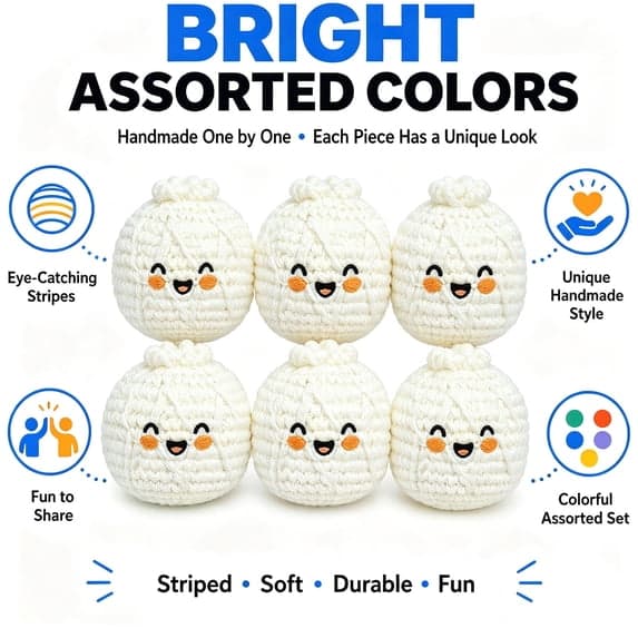 2pcrochet Ångad Bulle Stressboll, Söt Handstickad Klämleksak för Barn & Vuxna, 5cm