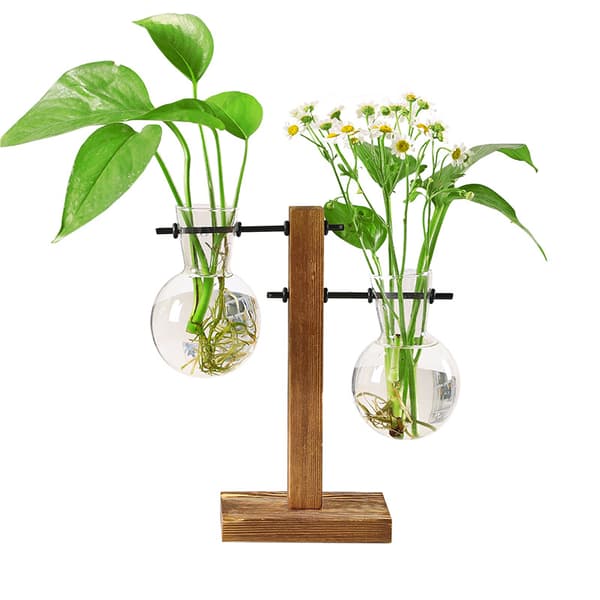 Klippblomstvase med treramme - 2 vaser