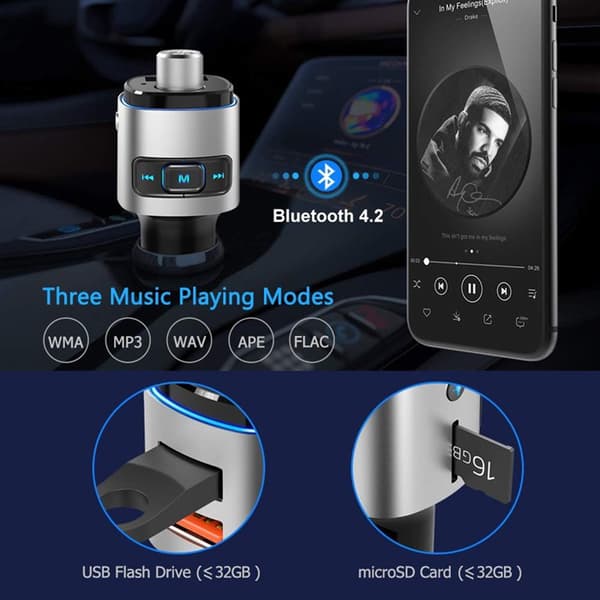 Billader for bilstereo Biltilbehør Bluetooth FM-sender Levamdar 12-24V