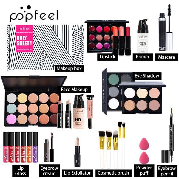 Makeup sæt til begyndere, Komplet makeup sæt, Makeup gaveæske til studerende, Julegave B