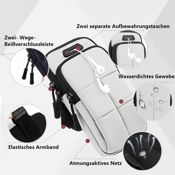 Armband för löpning, Vattentätt Universal Dubbelficka Väska Bälte Väska