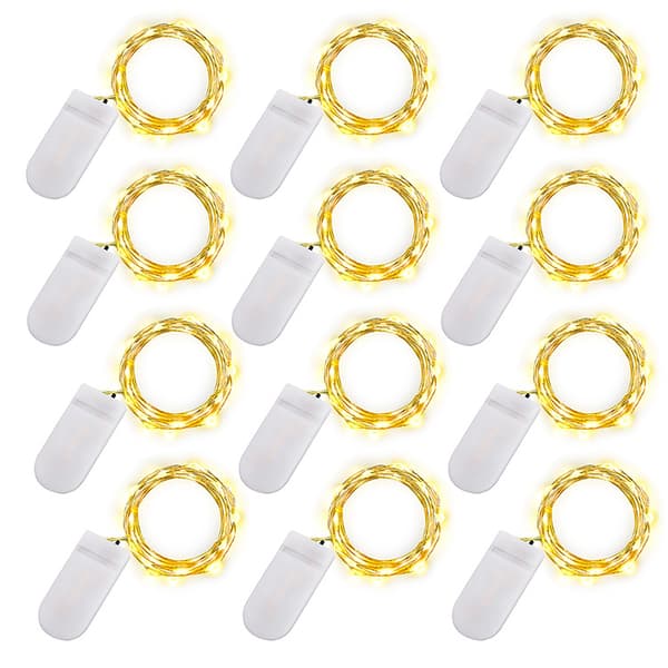 LED Mini Eventyrlys med Batteri, 12 x 38 Mikro Utendørs Eventyrlys