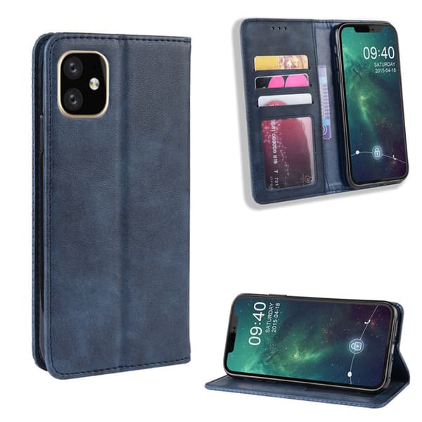 iPhone Plånboksfodral - Välj Färg Läderfodral Blue 17 Pro