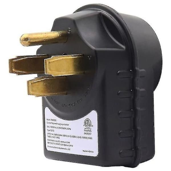 Adapter til tryk- og spændingstester 50 A — Velegnet til campingvogne (1 enhed, sort)