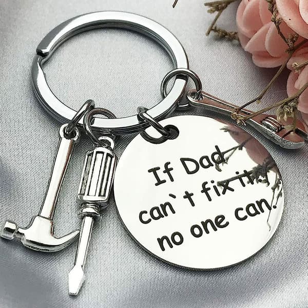 Hopeinen avaimenperä isälle Dad