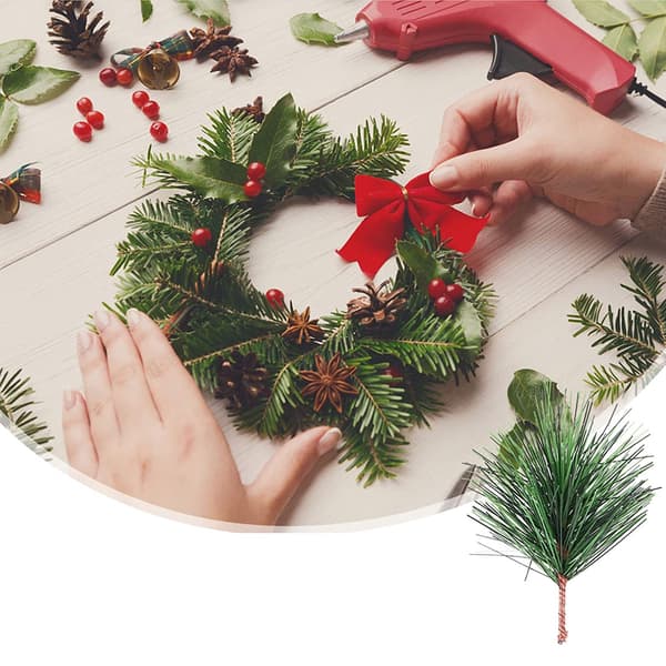 Deko-baråler, grønne, kunstige, dekorasjon til adventskrans
