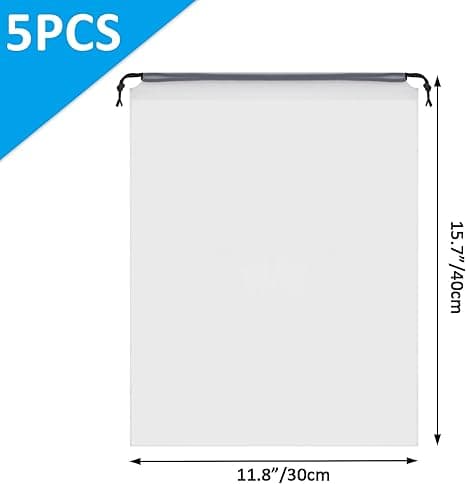 Vattentäta reseskoväskor med dragsko – Unisex, 40 x 30 cm, Transparent, 5-pack