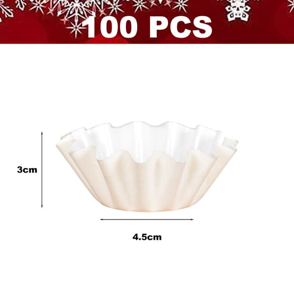 100 st blomformade kakformar belagda chiffonbrödsbas 4,5 cm * 3 cm hög, Vit