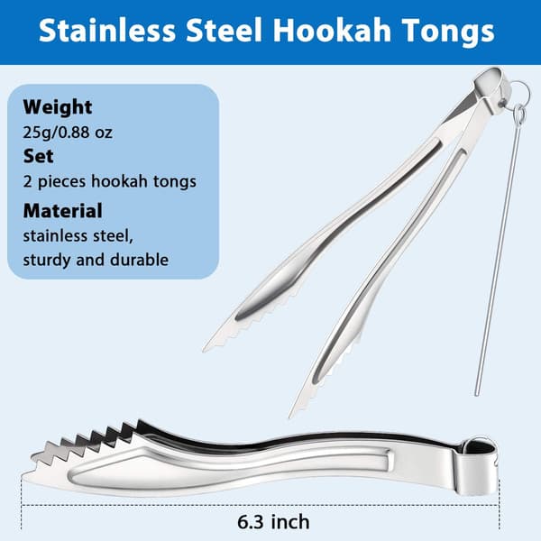 Pakkis Hookah Tangsett Rustfritt Stål Hookah Kulltenger
