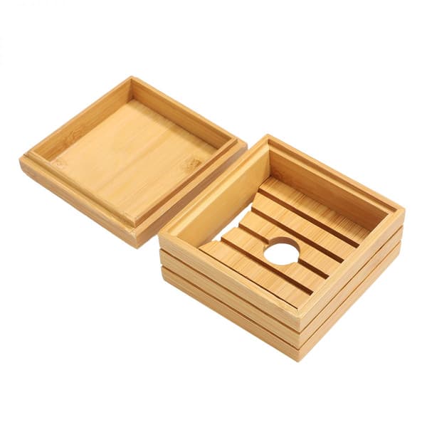 Bambus Såpeskålholder for Baderom 8*8.1*5.2cm