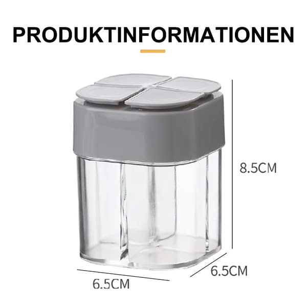 Krydderidispenser, campingkøkken med låg, plastik, transparent