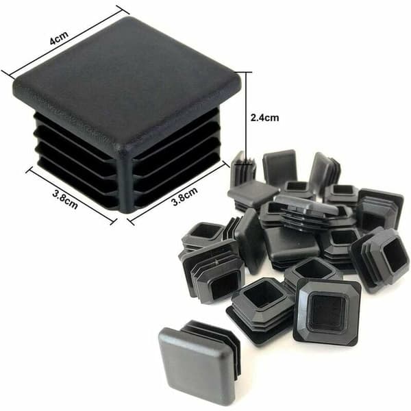 16 stk. 40x40mm Plastikprop Sort Firkantrør Endestykke Plastikpropper til Trampolin Møbelfødder