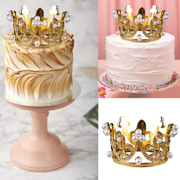 Mini-krone-kagepynt, krone tiara kagedekoration til bryllupsfest