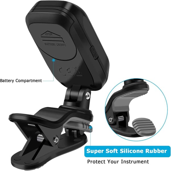 Kromatisk clip-on tuner til guitar, bas, violin, ukulele