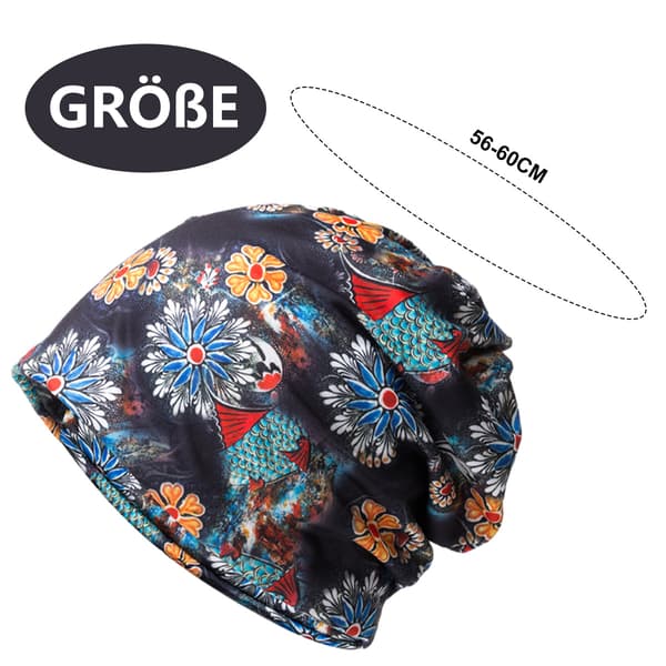 Damer Bomull Elastisk Slouchy Beanie Lue Blomsterhette Skjerf