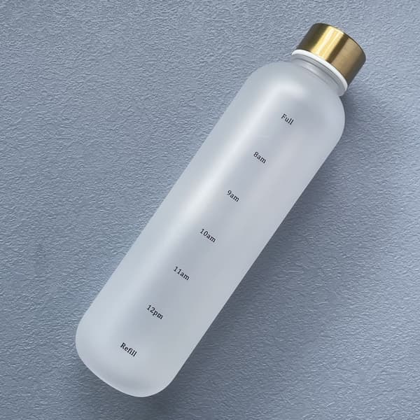 Minimalistisk inspirerande vattenflaska med tidsmarkeringar, 1000ml White