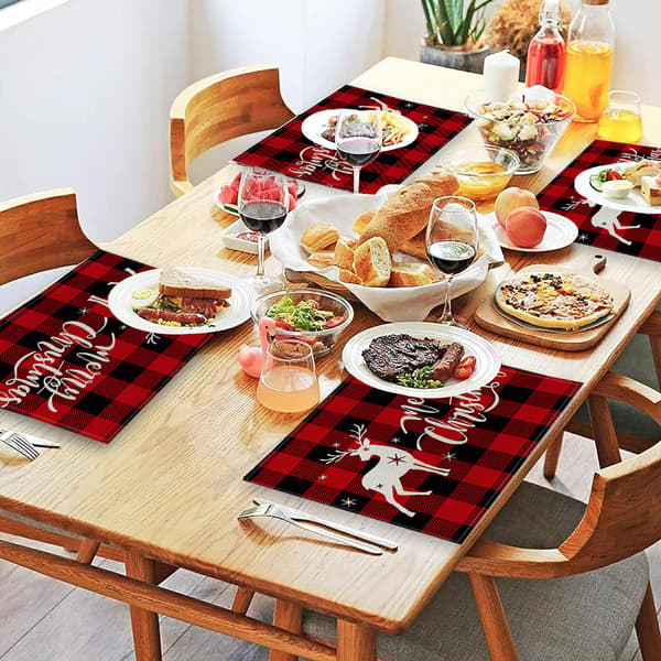 Bordsunderlägg Set med 4, Julröd för helg/fest/utomhus