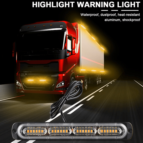 24 Led Auto Lastbil Nødadvarsel Fare Strobelys Bar (2 stk.-hvid)