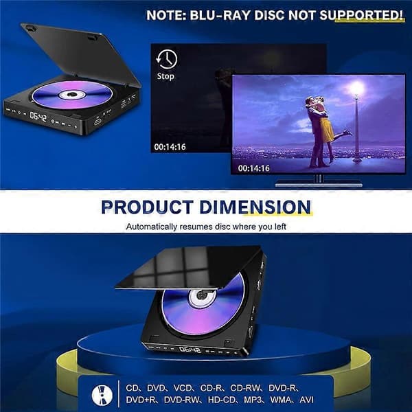 HD DVD/VCD-soitin kannettava videolaite monitoimisoitin 1080P Mini Anti-Skip DVD-soitin