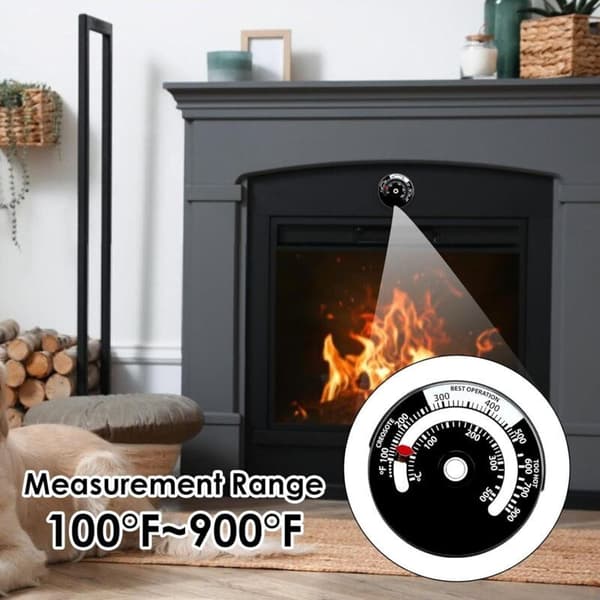 Magnetisk termometer for ovner og peiser - Ved- og pelletsovnpipe og topp (hvit)