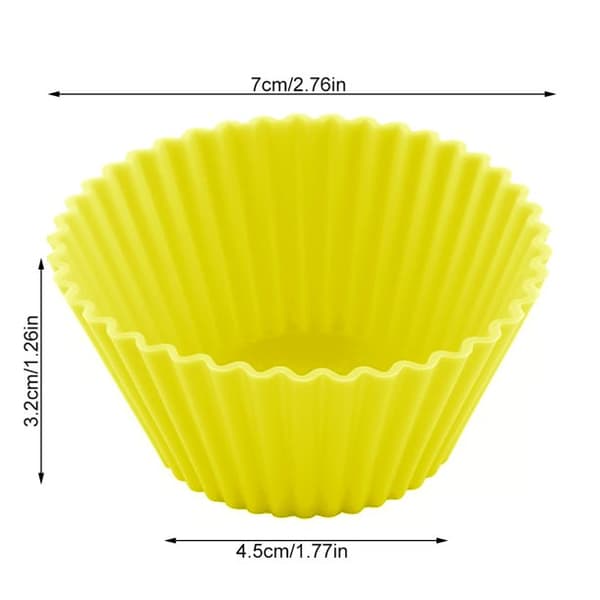 10-pak Silikone Muffinforme Cupcake Papir Reusable Runde Kageforme Non-Stick Bageform, Gul